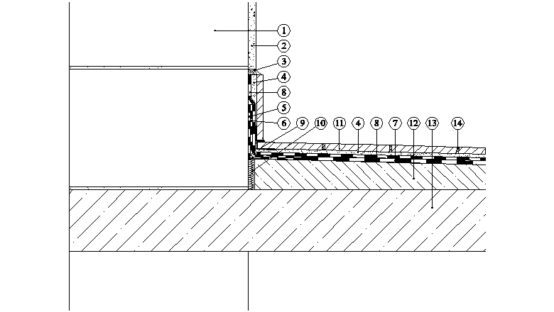 Balkony a lodžie Weber Terranova - roh při soklu balkonu - hydroizolace - TERIZOL - ukončeno trvale pružným tmelem